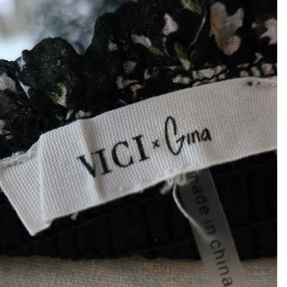 VICI x Gina Black Floral Strapless Corset Lace Up Tiered Maxi Dress - Picture 8 of 10